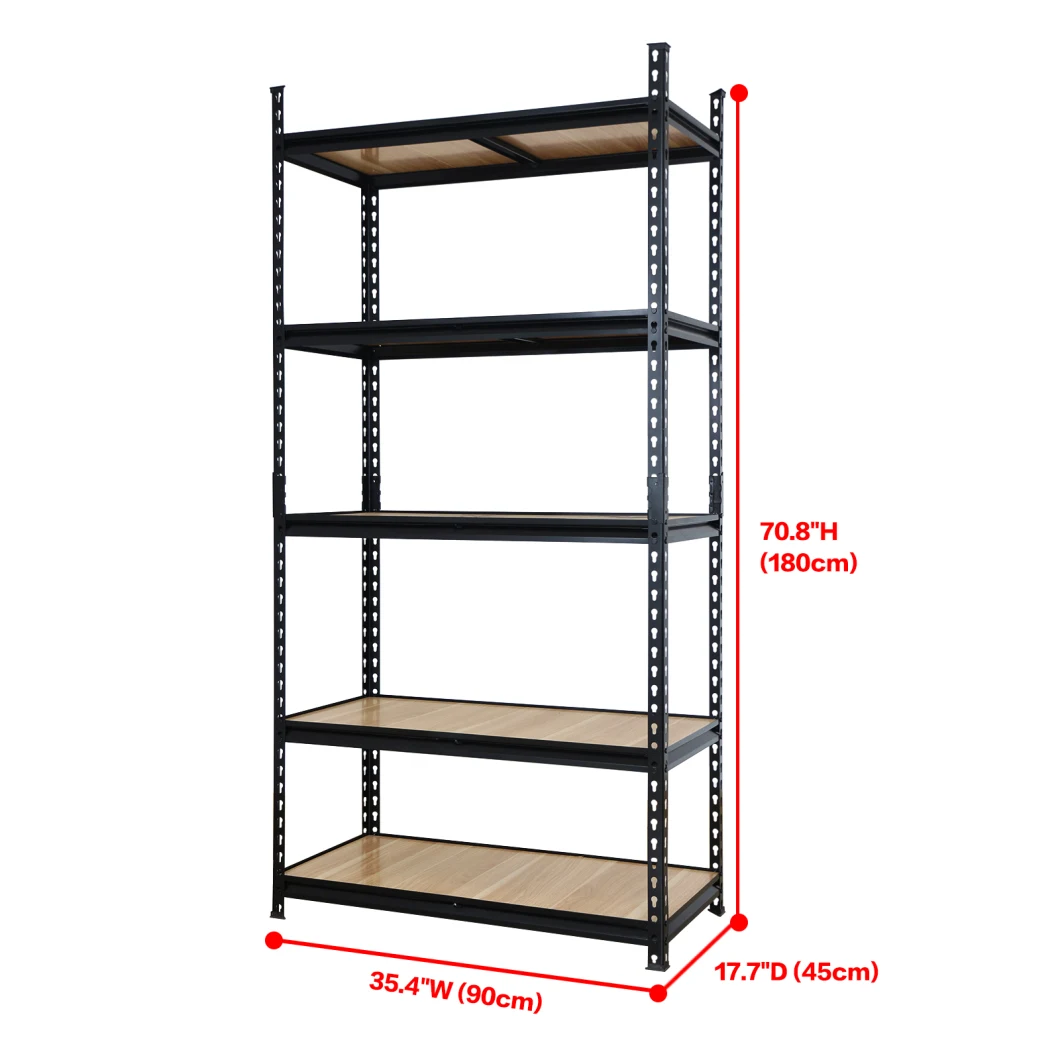 Adjustable 5 Layer Boltless Metal Shelf with Rivet Structure-180X90X45cm